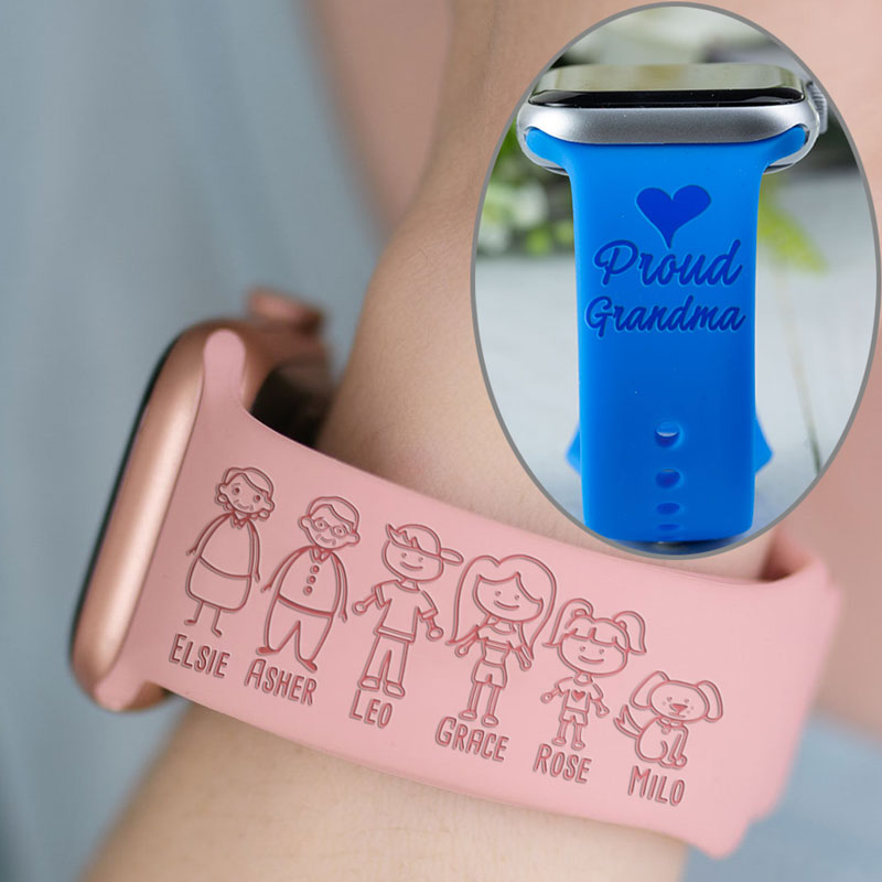 Personalized Silicone Bands Stick Figure Family Watch Bands-Presale