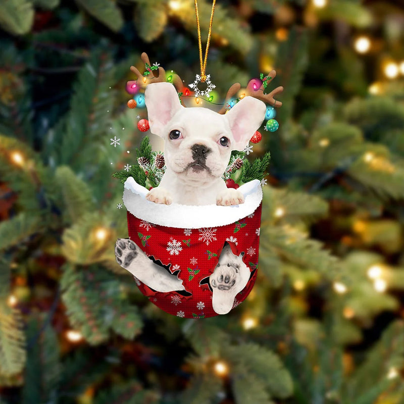 French Bulldog In Snow Pocket Ornament